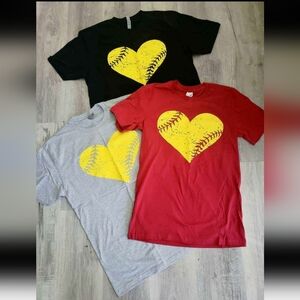 COPY - Softball heart Tee Shirt Small Medium Large XLARGE 2XL 3XL